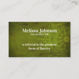 Mandala Mörk grönt Yoga Meditation Refer en vän Rabattkort
