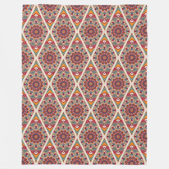 Mandala/Moroccan Tile Mönster Fleece Blanket (Framsidan)