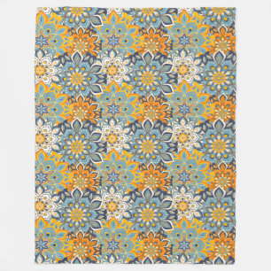 Mandala/Moroccan Tile Mönster Fleecefilt