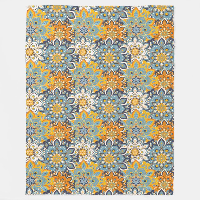 Mandala/Moroccan Tile Mönster Fleecefilt (Framsidan)