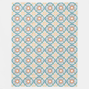 Mandala/Moroccan Tile Mönster Fleecefilt
