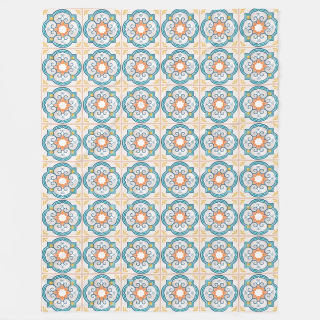 Mandala/Moroccan Tile Mönster Fleecefilt (Framsidan)