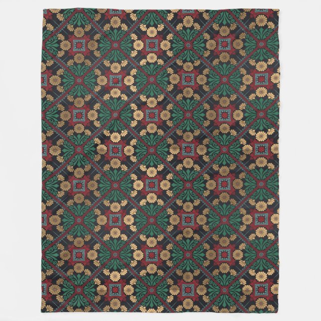 Mandala/Moroccan Tile Mönster Fleecefilt (Framsidan)