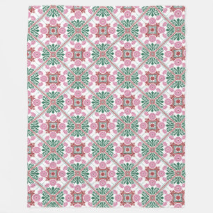 Mandala/Moroccan Tile Mönster Fleecefilt