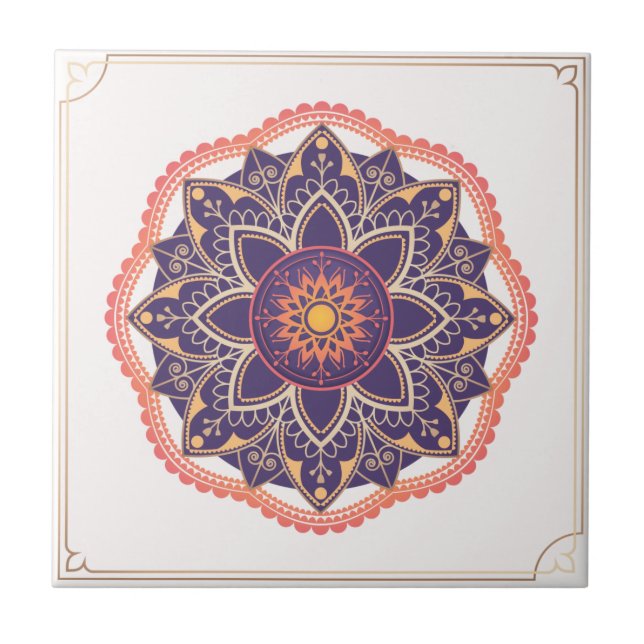 Mandala/Moroccan Tile Mönster Kakelplatta (Framsidan)