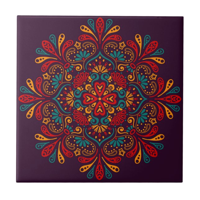 Mandala/Moroccan Tile Mönster Kakelplatta (Framsidan)