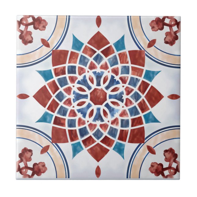 Mandala/Moroccan Tile Mönster Kakelplatta (Framsidan)