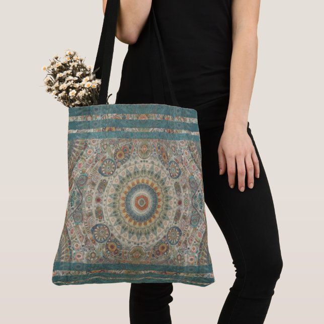 Mandala Mosaic Large Tote Tygkasse (Närbild)