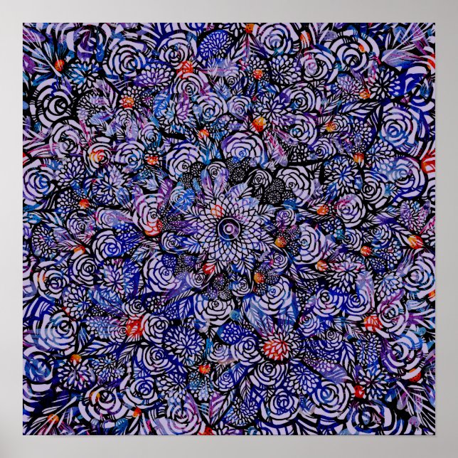 Mandala Nature Floral Flower Mandalas              Poster (Framsidan)