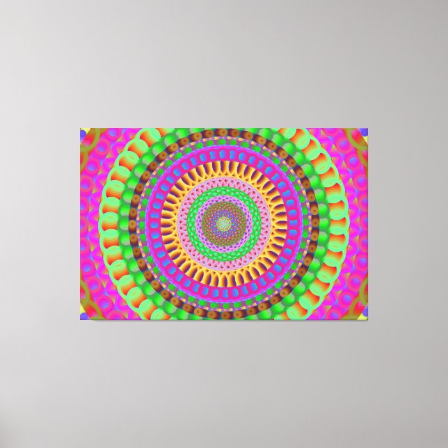 Mandala Neon Twist Stretched Kanvastryck (Framsida)
