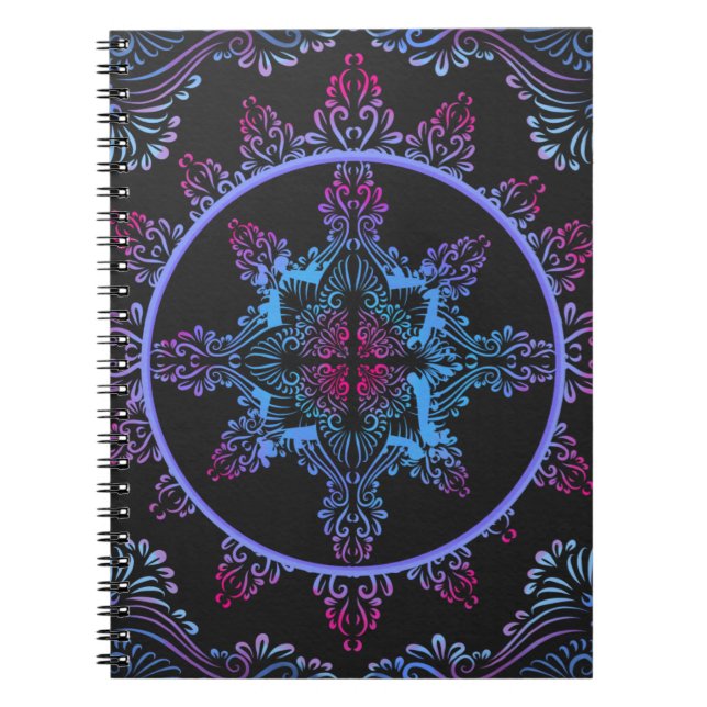 Mandala Night Flower Anteckningsbok Med Spiral (Framsidan)