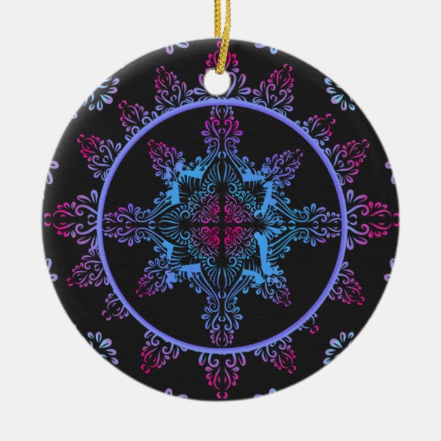 Mandala Night Flower Julgransprydnad Keramik (Framsidan)