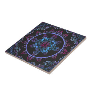 Mandala Night Flower Kakelplatta