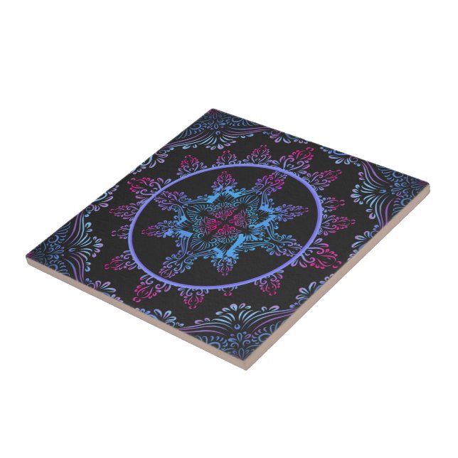 Mandala Night Flower Kakelplatta (Sidan)