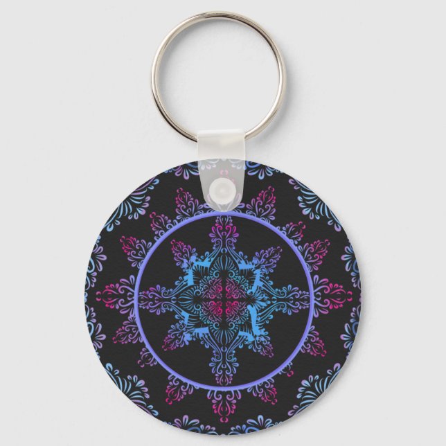 Mandala Night Flower Nyckelring (Framsida)