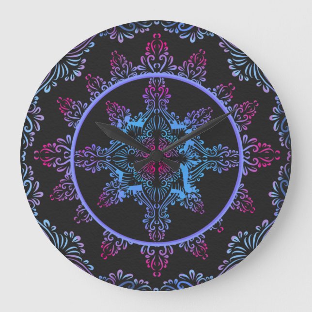 Mandala Night Flower Stor Klocka (Framsida)