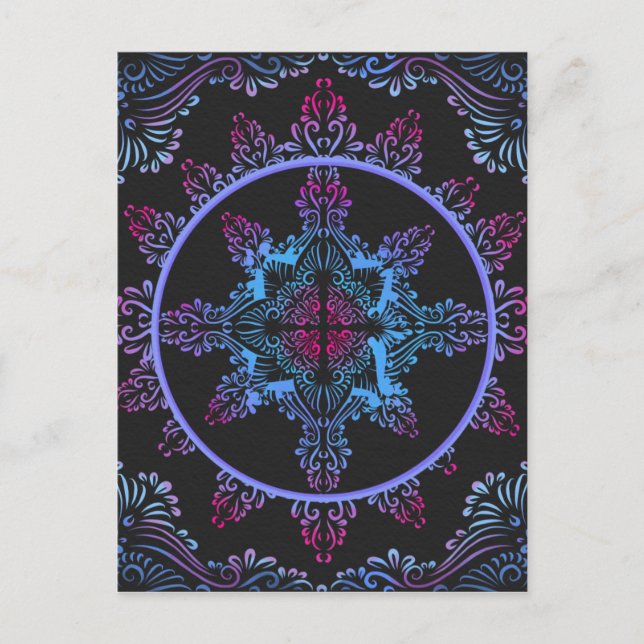 Mandala Night Flower Vykort (Framsida)