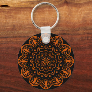 Mandala Nyckelring Svart och Orange