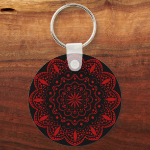 Mandala Nyckelring Svart och Röd