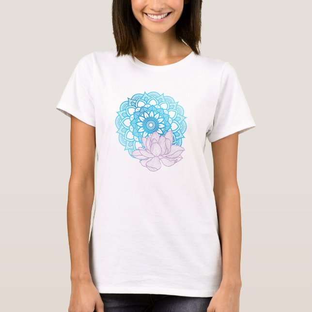 Mandala och Lotus T Shirt (Framsida)