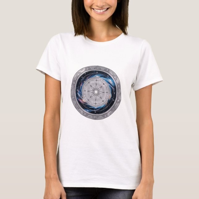 Mandala och Universe Design: Cosmic Harmony T Shirt (Framsida)