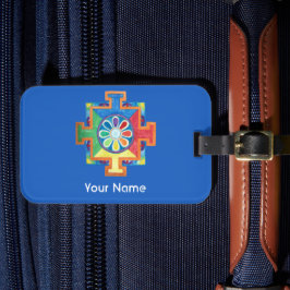 Mandala of Creation Blue Background Bagagebricka