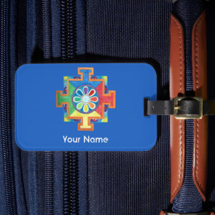 Mandala of Creation Blue Background Bagagebricka