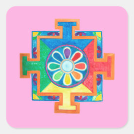 Mandala of Creation Watercolor Fyrkantigt Klistermärke