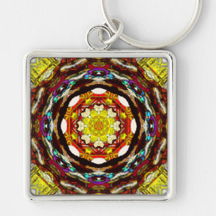 Mandala of Light Fyrkantig Silverfärgad Nyckelring
