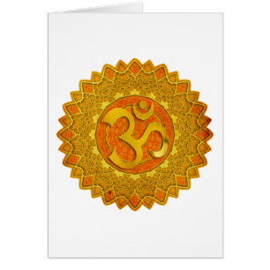 MANDALA OM - orange gör en egen bakgrund Hälsningskort