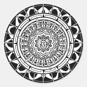Mandala om (vit)-symbol runt klistermärke