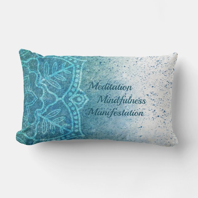 Mandala Ombre Blue White Lumbar Pillow Lumbarkudde (Framsida)