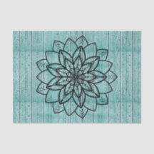 Mandala on Blue Åldras Wood