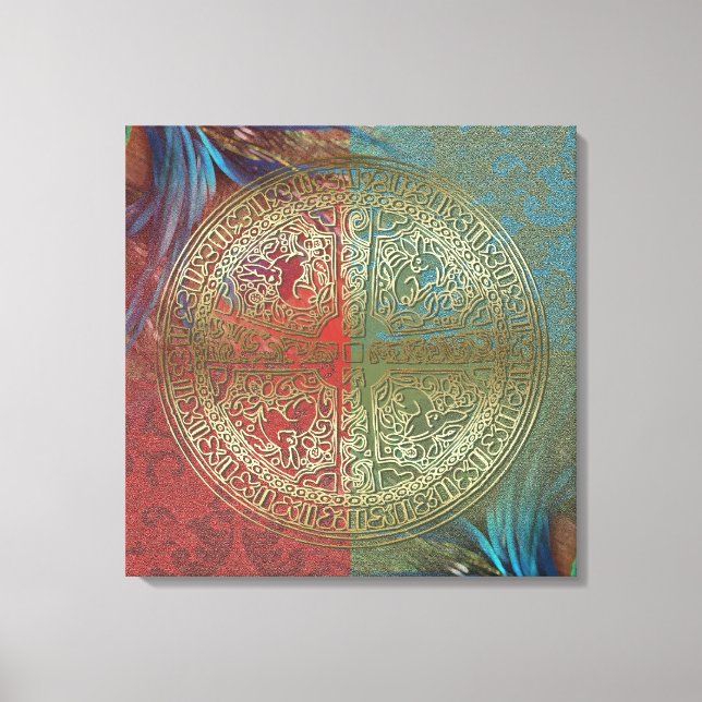 Mandala on Feathers - Wrapped Canvas (Framsida)