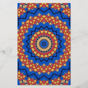 Mandala orange blå brevpapper