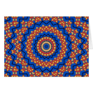 Mandala orange blå hälsningskort