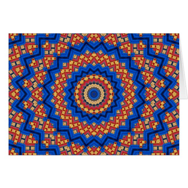 Mandala orange blå hälsningskort (Framsidan Horizontal)