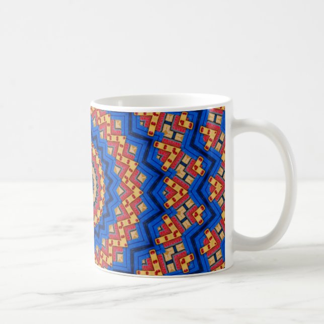 Mandala orange blå kaffemugg (Höger)