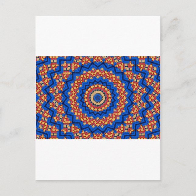 Mandala orange blå vykort (Framsida)