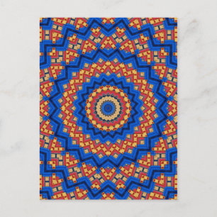 Mandala orange blå vykort
