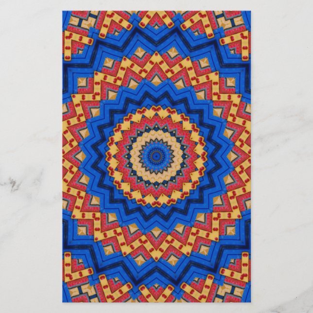 Mandala orange blue brevpapper (Framsida)