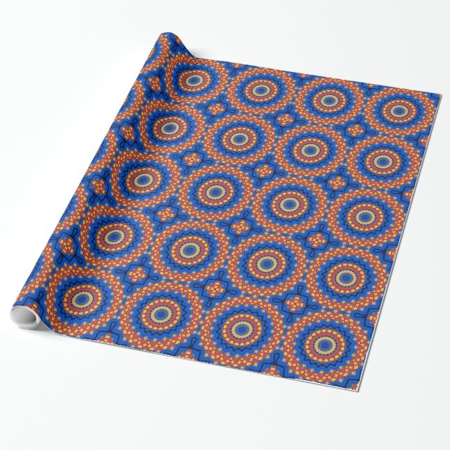 Mandala orange blue presentpapper (Utrullad)