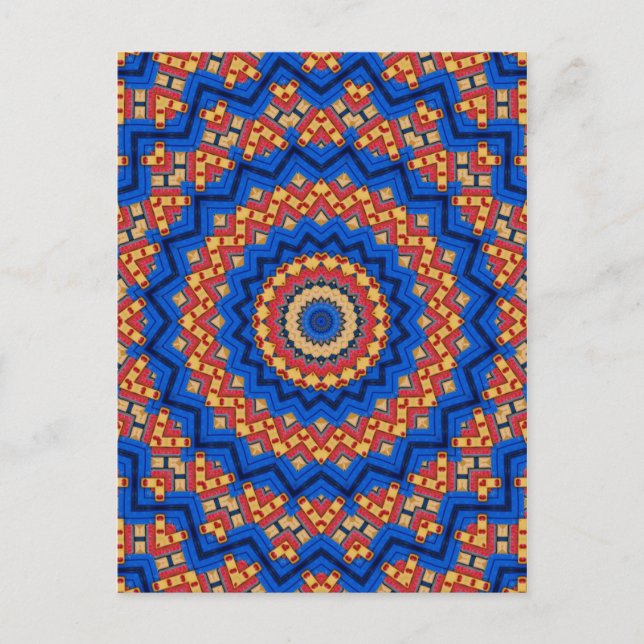 Mandala orange blue vykort (Framsida)