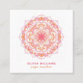 Mandala Orange Rosa Andlig Yoga Fresh White Fyrkantigt Visitkort