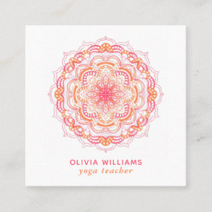 Mandala Orange Rosa Andlig Yoga Fresh White Fyrkantigt Visitkort