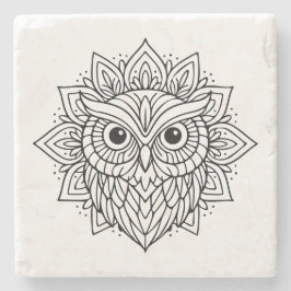 Mandala Owl Head Line Art Stenunderlägg
