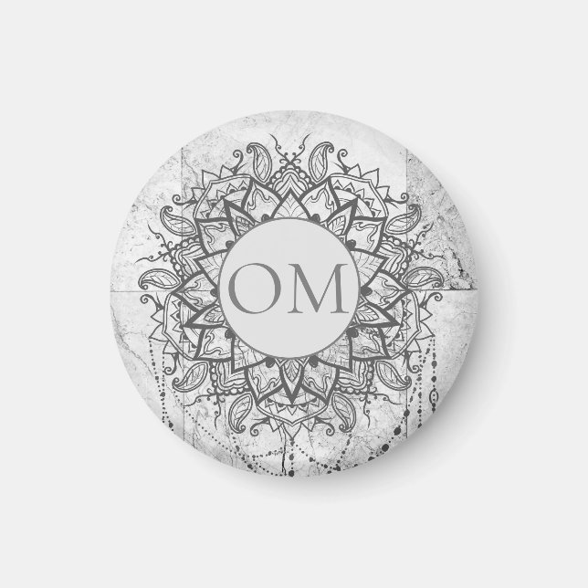 Mandala på Silver Marble Magnet (Framsidan)