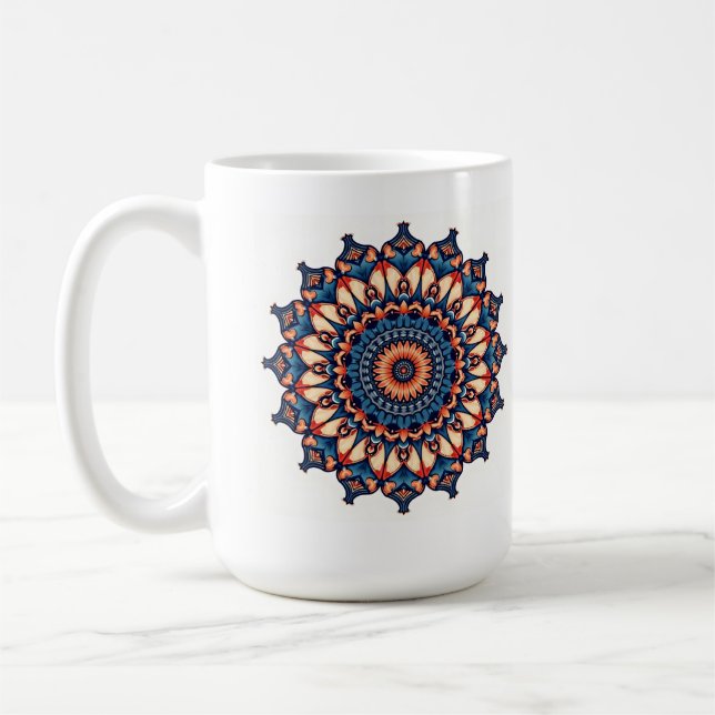Mandala på vit kaffemugg (Vänster)