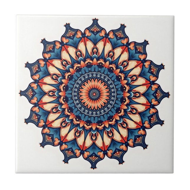 Mandala på vit kakelplatta (Framsidan)