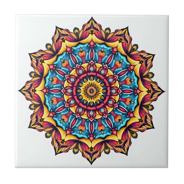 Mandala på vit kakelplatta (Framsidan)